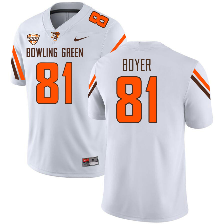 Bowling Green Falcons #81 Bryce Boyer College Football Jerseys Stitched Sale-White